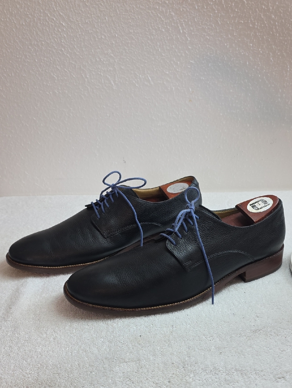 Cole Haan C12661 Williams Men's 12 Navy Pebbled Leather Elegant Oxfords In Vguc